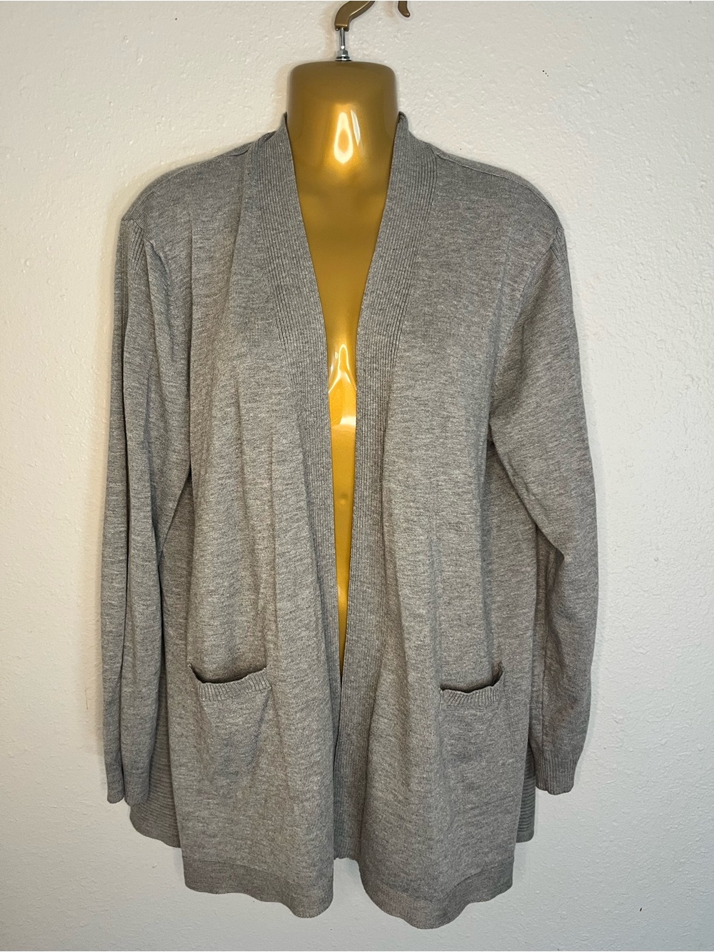 Light Gray Open-Front Women's Sweater Cardigan
